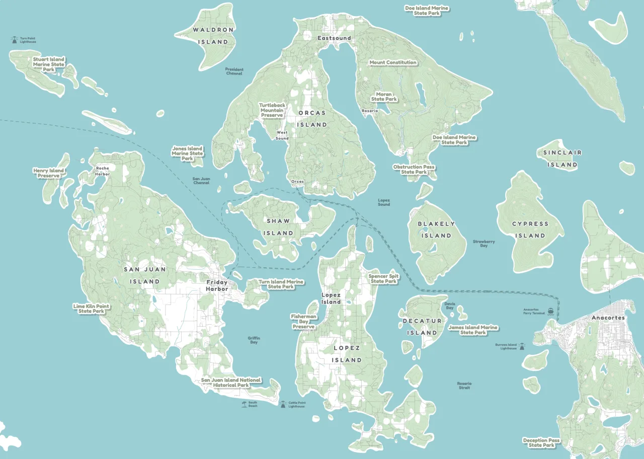 San Juan Islands illustrated map